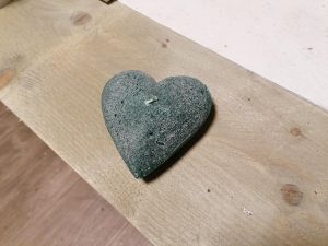 Kaars: plat hart (kleur: donkergroen) - enkele kaars